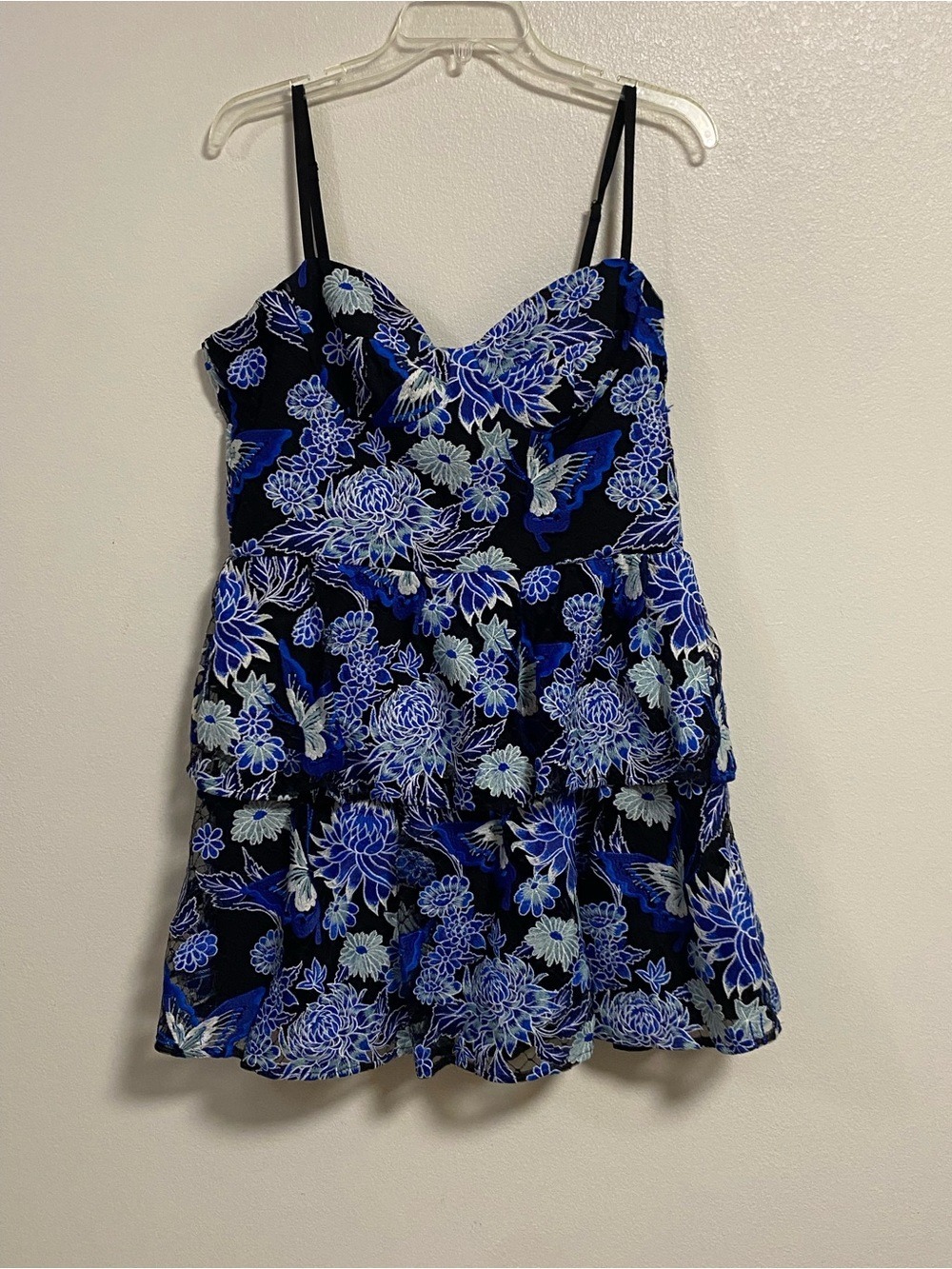 Dress the Population Dress Women’s Size XL Blue Floral Braelyn Sweetheart Dress